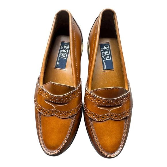 Vintage Polo Ralph Lauren Men's 7.5 E Alston Leather Penny Loafer Chestnut Brown - Picture 2 of 16